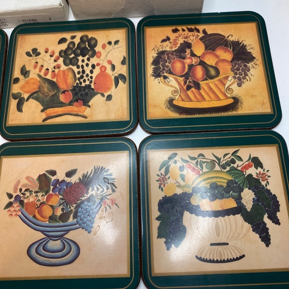 Vintage Pimpernel De Luxe Coasters - 6 Piece - Theorems Basket Of Fruit - Picture 3 of 8